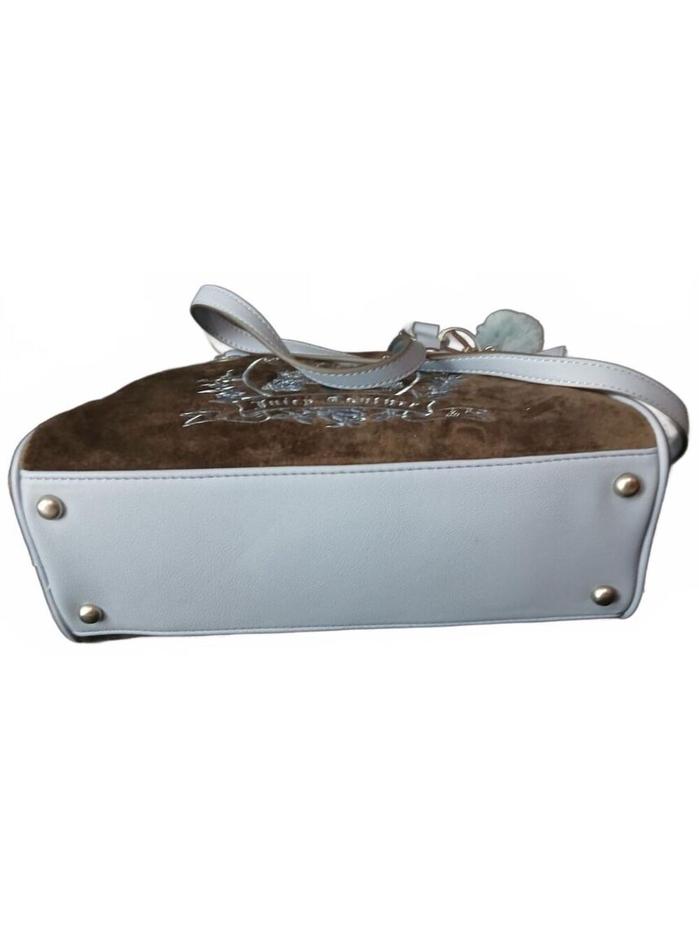 Juicy Couture New Love Chapter Scottie Dog Satchel Brown Blue NWT Chocolate - Picture 8 of 9